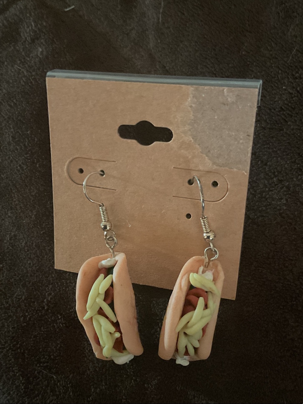 Handmade Pink Taco Dangle Earrings approximately 2” hang